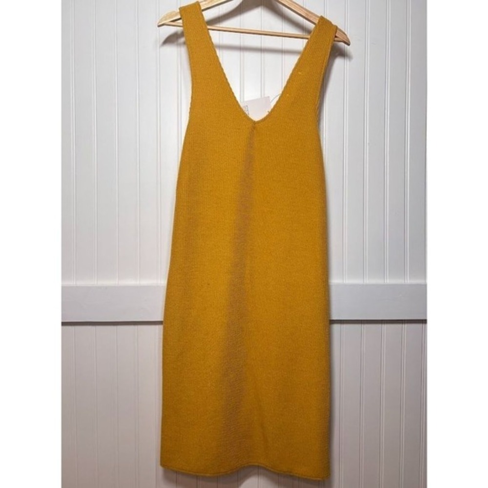 Mustard Yellow Shift Dress Prairie Cottagecore Button Tank Strap Solid NWT Small - Picture 3 of 7